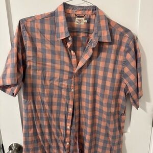 Faherty Men's Casual Blue and Pink Plaid Shirt